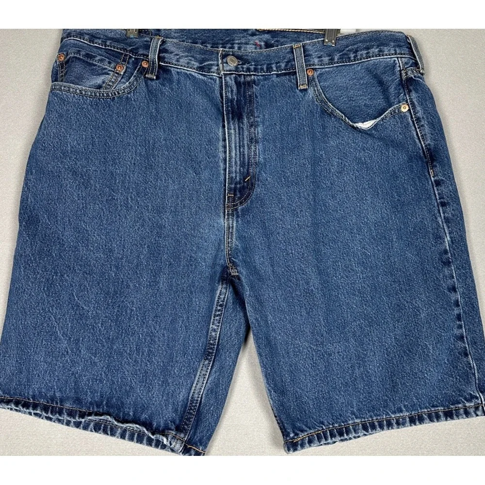 Levis 405 Shorts Mens 40X10 Blue Standard Fit Denim 5-Pocket Red Tab Flat Front
